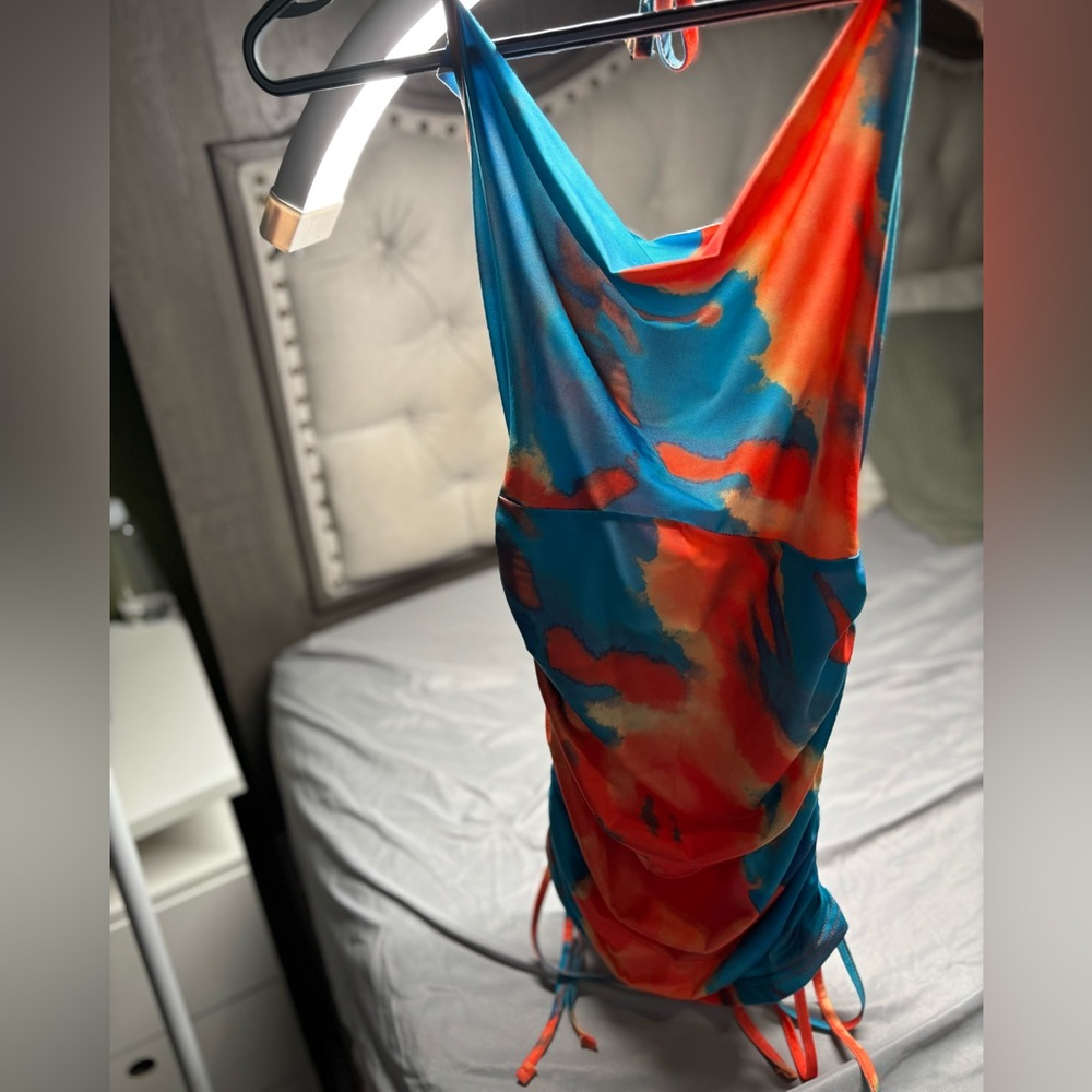 SHEIN Blue and Orange Maxi Dress